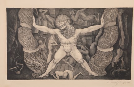ERNST FUCHS (1930-2015) SIGNED "SAMSON" LITHOGRAPH 1967