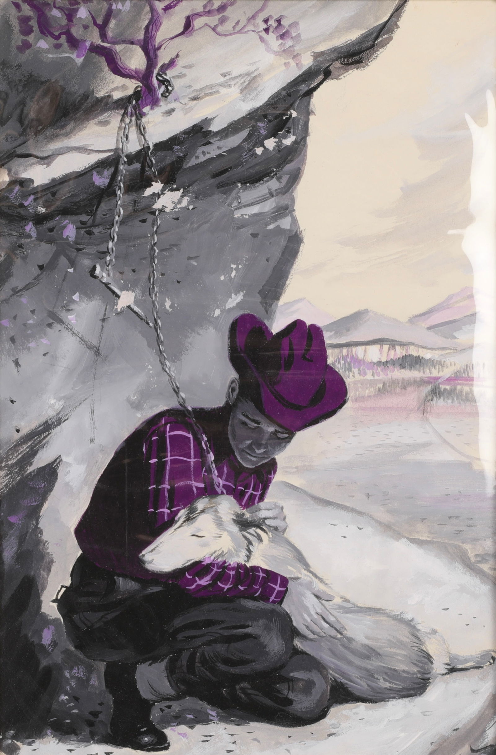 JAMES R. BINGHAM (1917-1971)  ORIG. ILLUSTRATION ART PAINTING BOY WITH DOG (1 of 5)