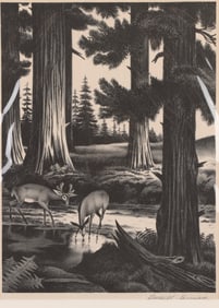 JAMES RUSSELL SHERMAN (1906-1989) "FOREST FOLK" SIGNED LTD ED. LITHOGRAPH