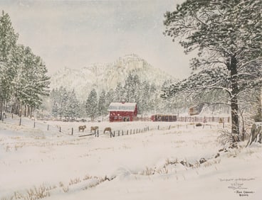 JON CRANE "SNOWY HIDEAWAY" PENCIL SIGNED 93/300 IRIS GICLEE
