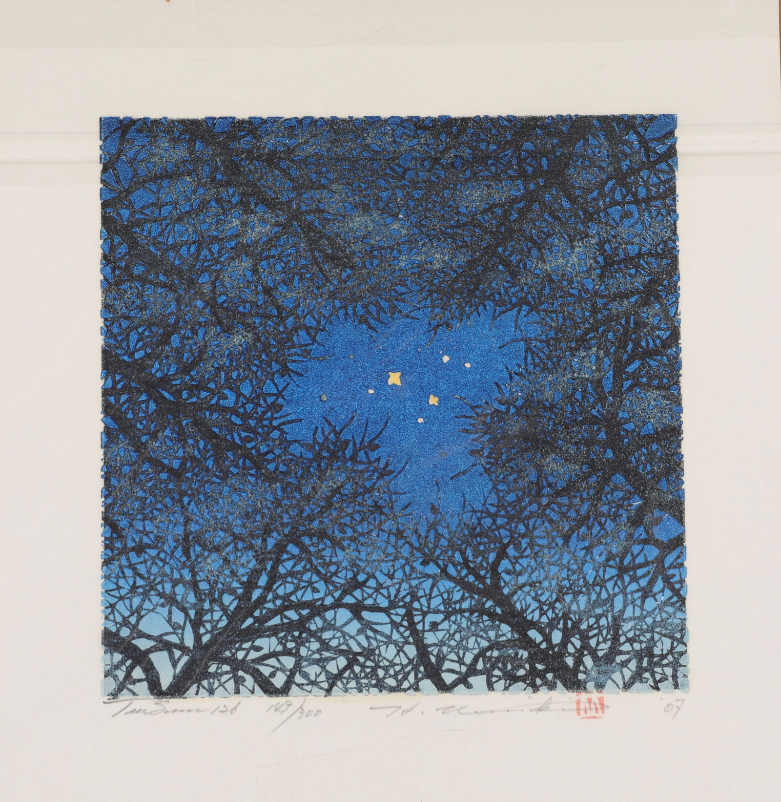 NAMIKI HAJIME (1947-) JAPANESE WOODBLOCK PRINT "TREE SCENE 126" SIGNED / NUMBERED (1 of 7)
