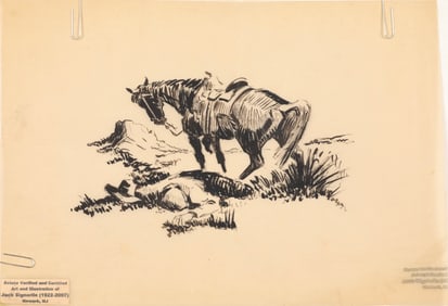 JACK SIGNORILE (1922-2007) ORIGINAL WESTERN INK DRAWING