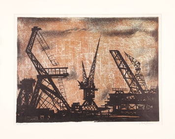 MARK FREEMAN (1908-2003) "GIANTS" PENCIL SIGNED/# SERIGRAPH