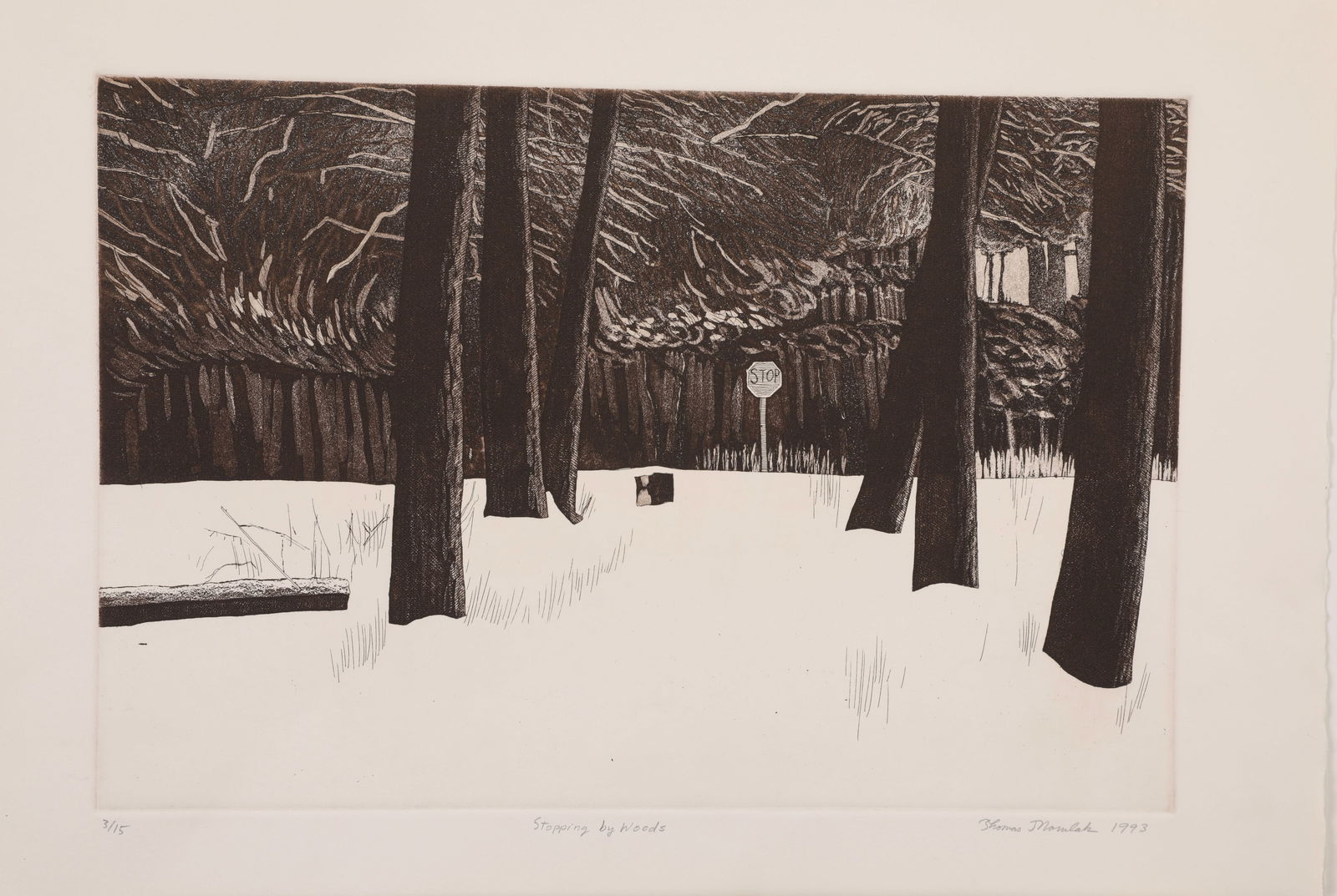 THOMAS J. NORULAK "STOPPING BY WOODS" ETCHING PENCIL SIGNED 3/15 (1 of 5)