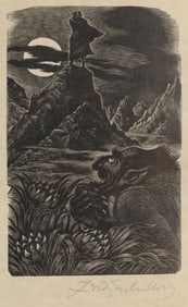 FRITZ EICHENBERG (1901-1990) PENCIL SIGNED SIMPLICISSIMUS WOOD ENGRAVING