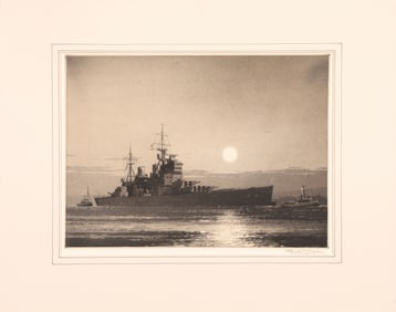 WINSTON MEGORAN F.R.S.A. (1913-1971) PENCIL SIGNED ETCHING LOST VESTRIS STEAMER