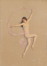 ART DECO NUDE NYMPH LITHOGRAPH A.C. SCHULZ LITHO CO.