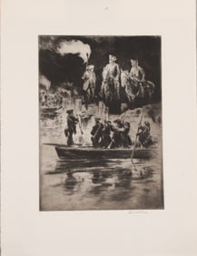 LEVON WEST (1900-1968) "RETREAT FROM LONG ISLAND" 1932 PENCIL SIGNED ETCHING