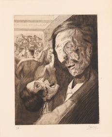 JEAN AUSCHER (1896-1950) SIGNED ETCHING 1925 "BALS DE NUIT" DANCE OF DEATH