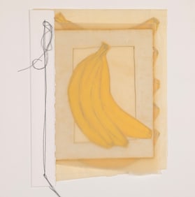PAULA SCHUETTE-KRAEMER "BANANA COMPOSITION BOOK" POP ART MIXED MEDIA DRAWING