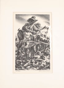 CHARLES BANKS WILSON (1918-2013) "BOX HOLDER" 1954 PENCIL SIGNED LITHOGRAPH
