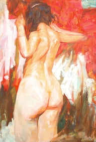 RECLINING NUDE PAINTING ACRYLIC / CANVAS 27" X 24"