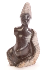 RICHARD MUPUMHA (AFRICAN) CARVED STONE SCULPTURE PREGNANT WOMAN