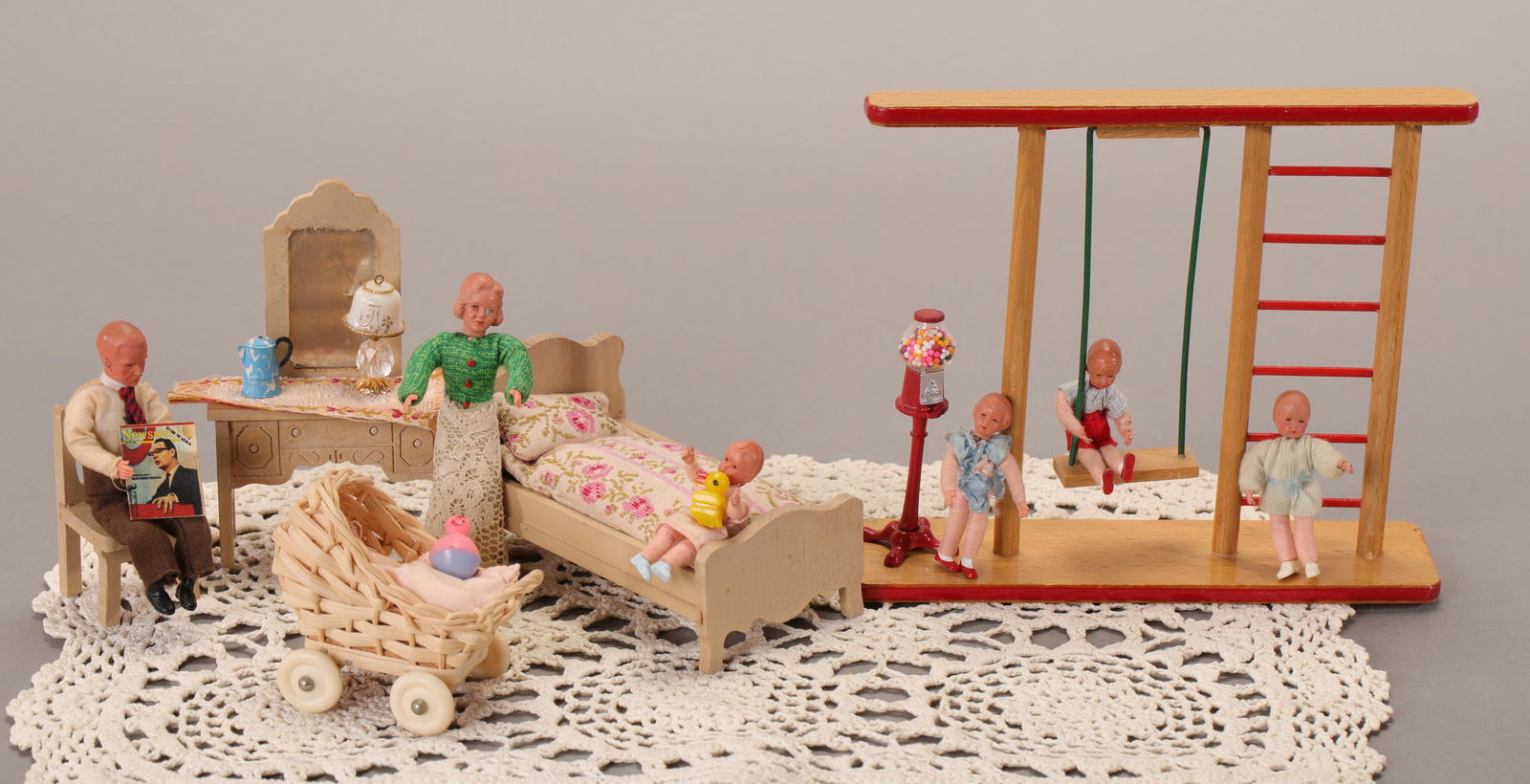 ヴィンテージ　ドール　ドイツ製　 caco doll ドールハウス 7 Vintage Caco dollhouse Dolls Mother Children Germany 3 1/4
