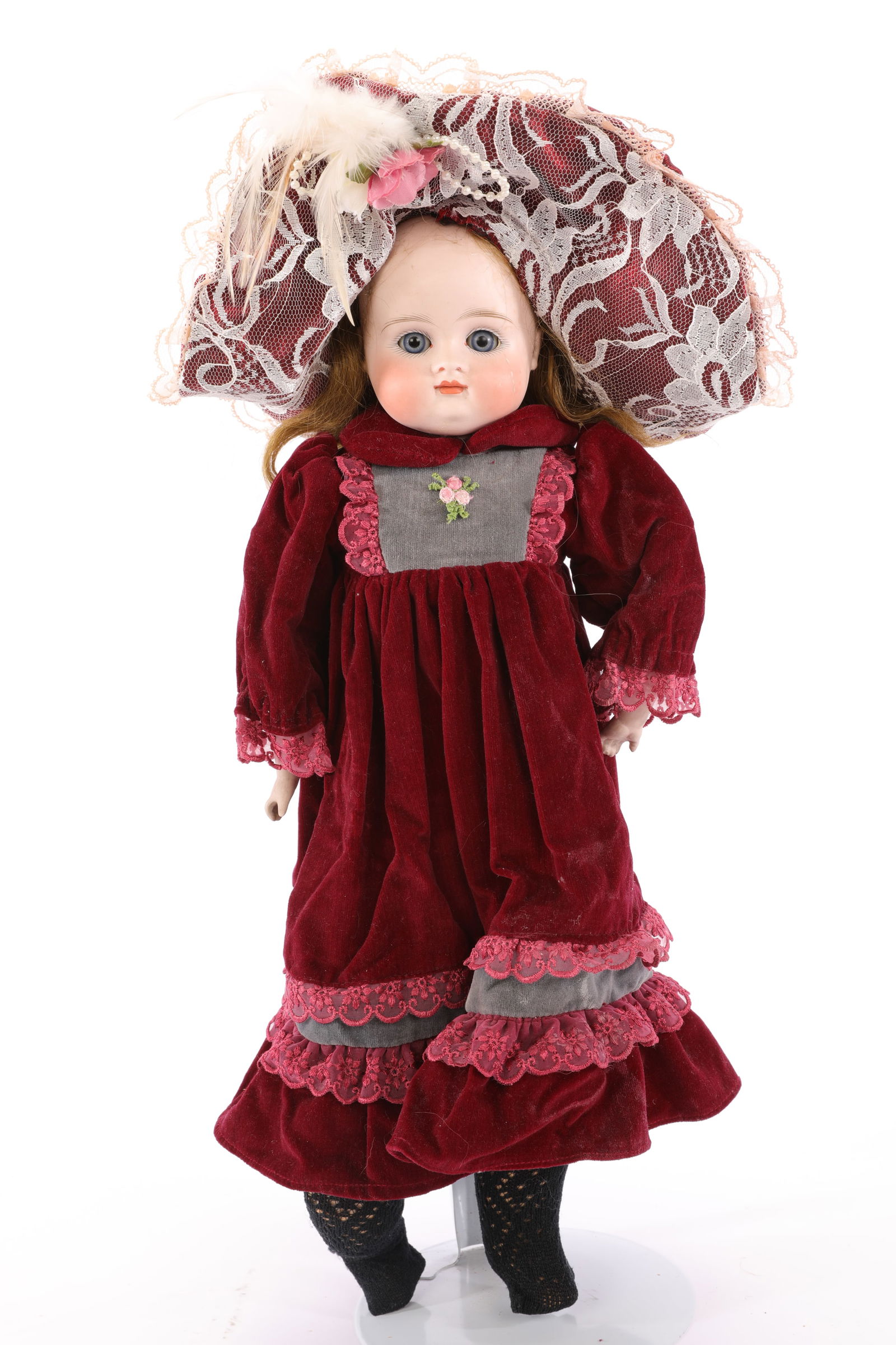 ANTIQUE BISQUE DOLL W/ KID LEATHER BODY 16" (1 of 10)