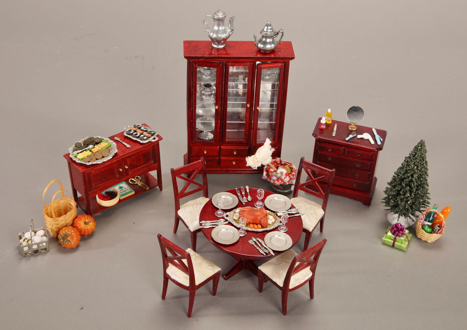 MINIATURE DOLLHOUSE FURNITURE & ACCESSORIES LOT DINING ROOM (1 of 8)