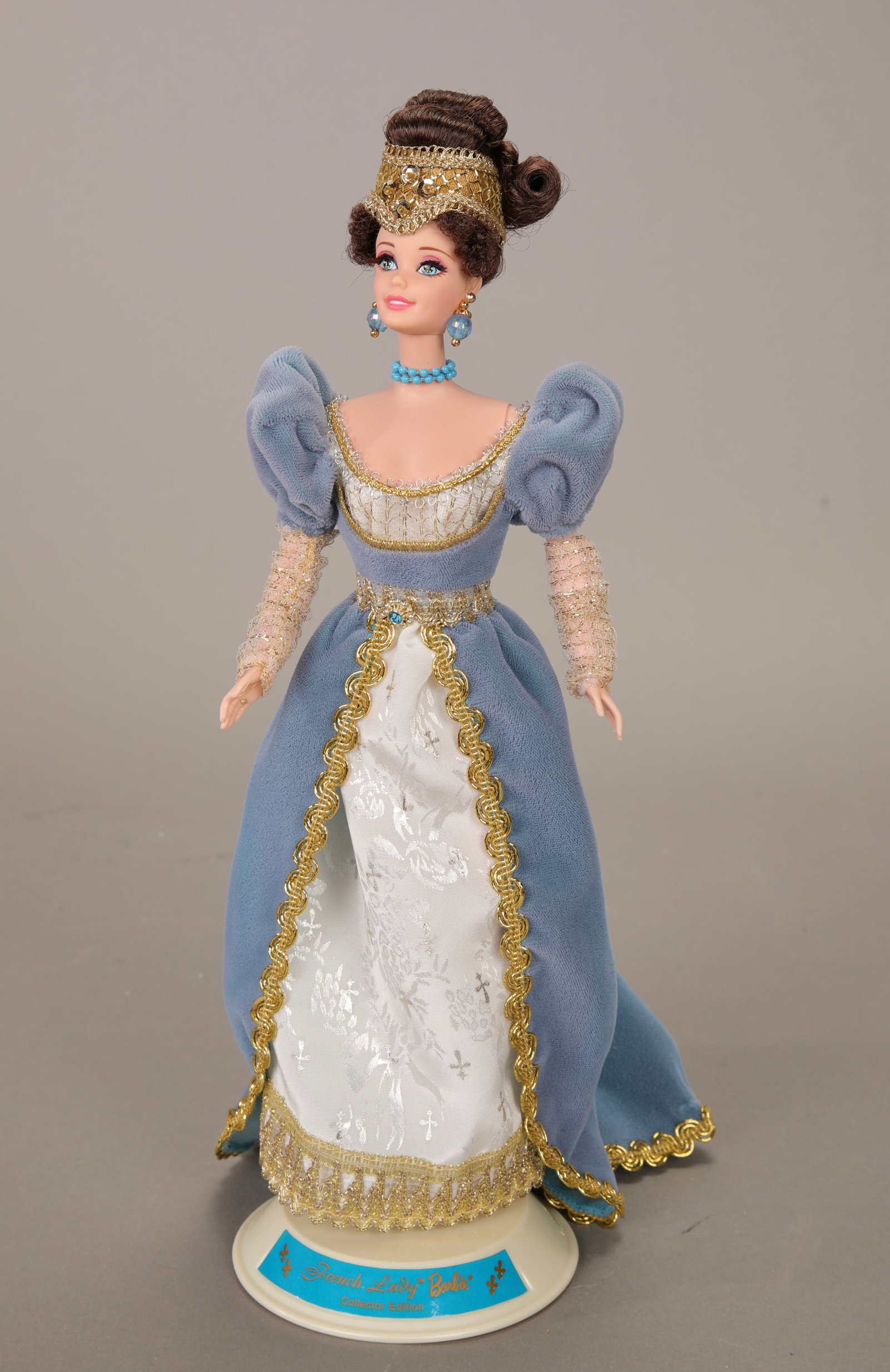 FRENCH LADY BARBIE DOLL GREAT ERAS COLLECTION: A French Lady Barbie Doll from the Great Eras Collection. 1993 Special Collector's Edition. The doll is dressed in traditional French Royal clothing from the Empire Period and comes with her stand. Ma