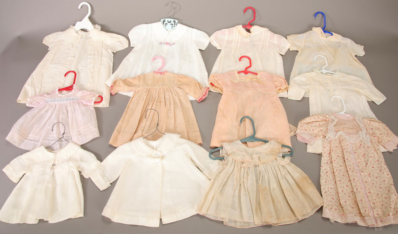 12 ANTIQUE / VINTAGE DOLL & BABY DRESSES CLOTHES LOT (1 of 5)