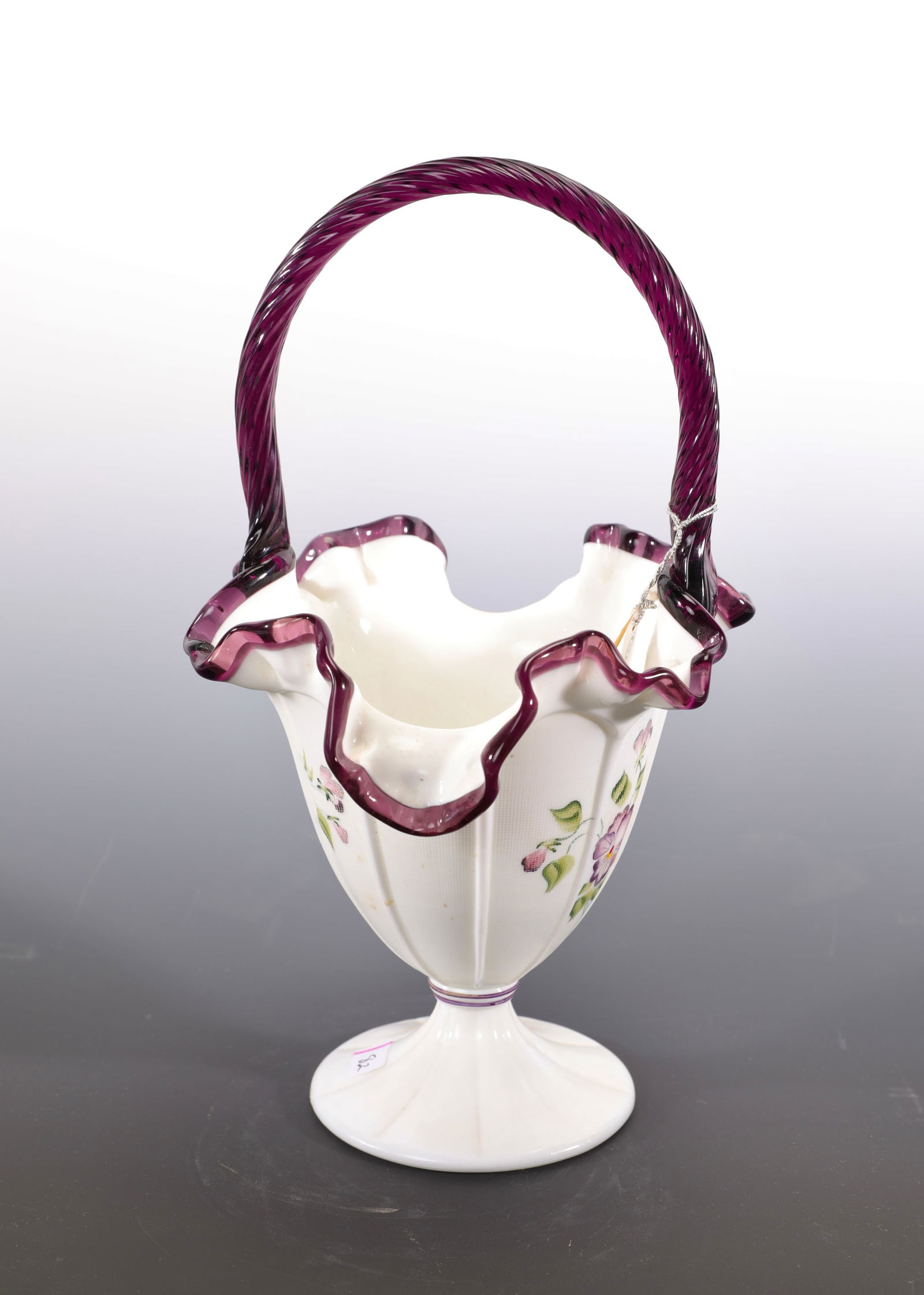 FENTON GLASS BASKET HAND PAINTED SIGNED (1 of 6)