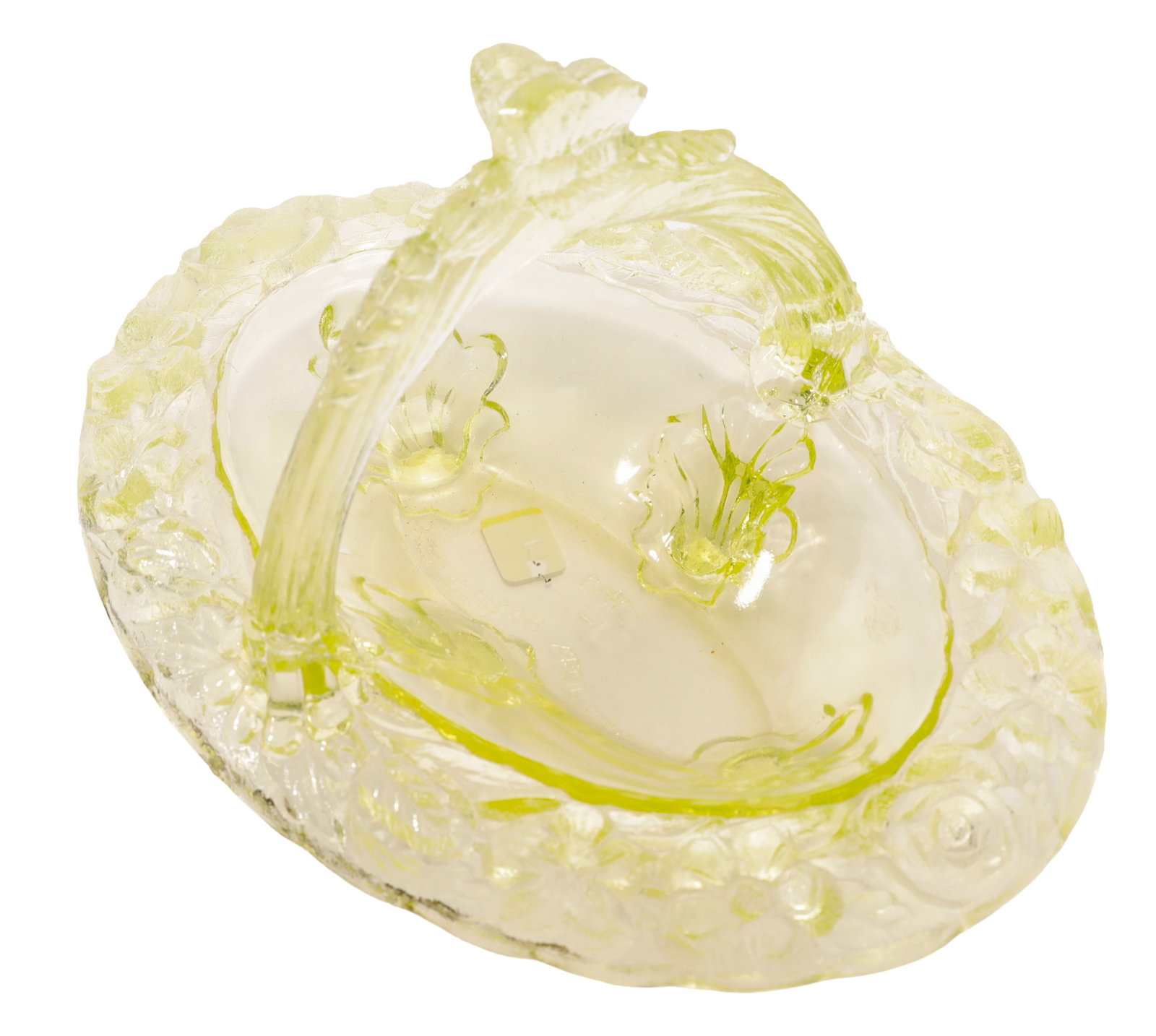 ATTERBURY /ARLISS YELLOW GLASS BUTTERFLY BASKET (1 of 12)