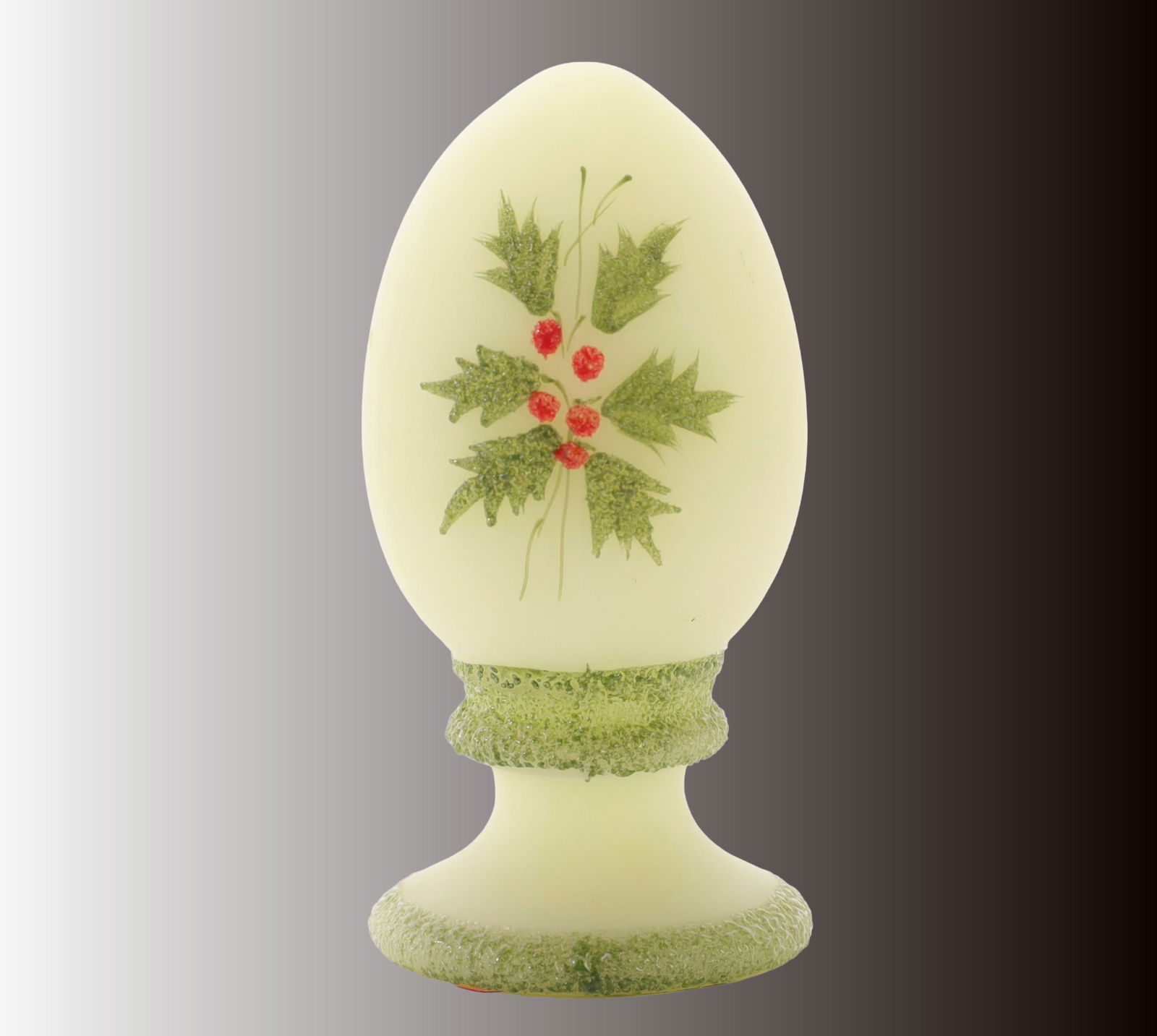 FENTON SATIN CUSTARD GLASS HAND-PAINTED EGG URANIUM GLOW (1 of 9)