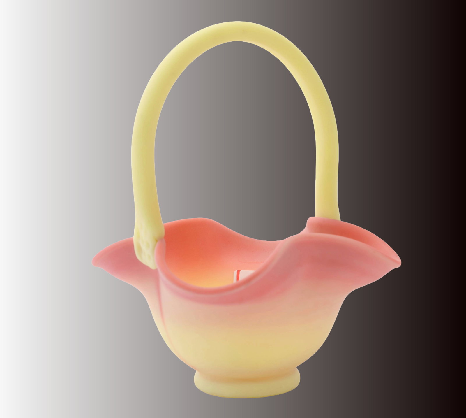 FENTON BURMESE ART GLASS BASKET URANIUM (1 of 10)