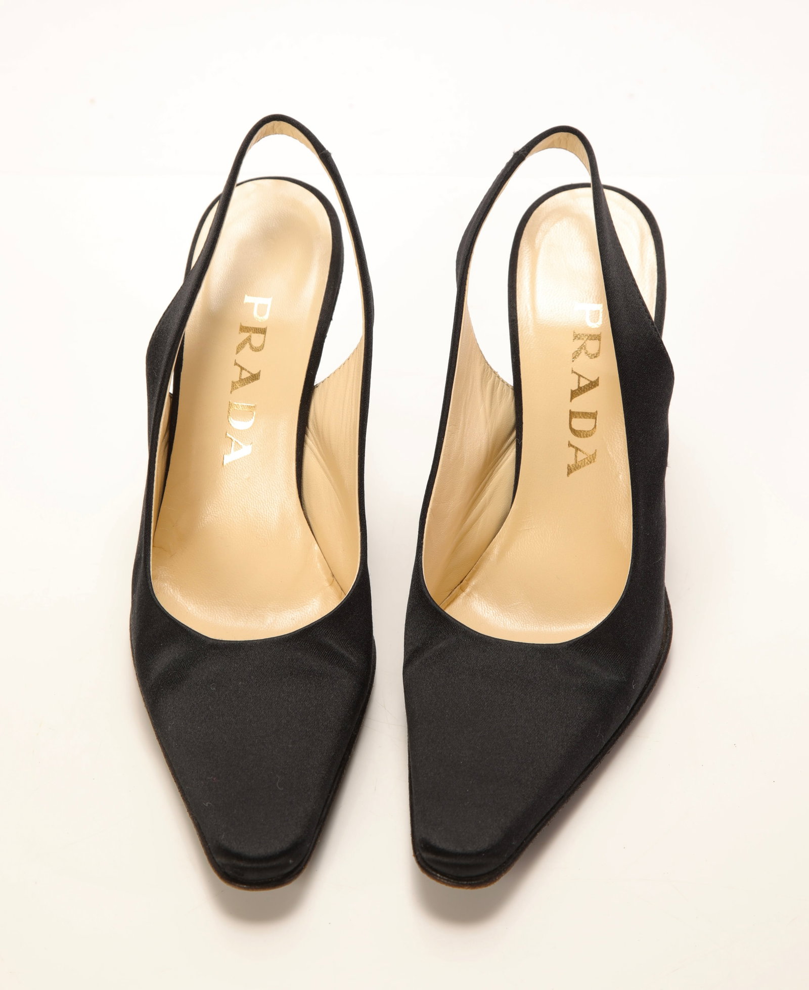 PRADA SATIN BLACK SLINGBACK PUMPS - 2