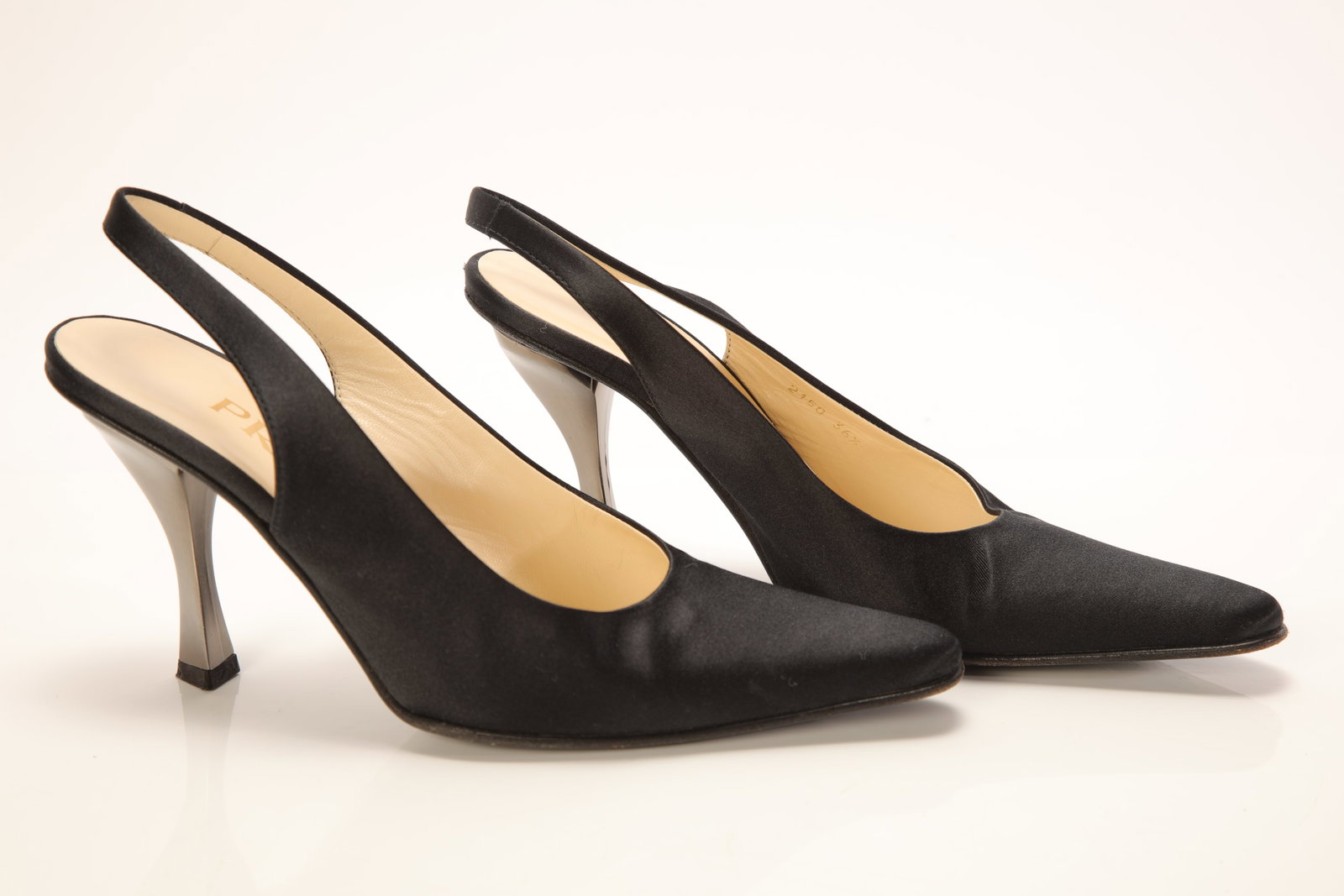 PRADA SATIN BLACK SLINGBACK PUMPS - 4