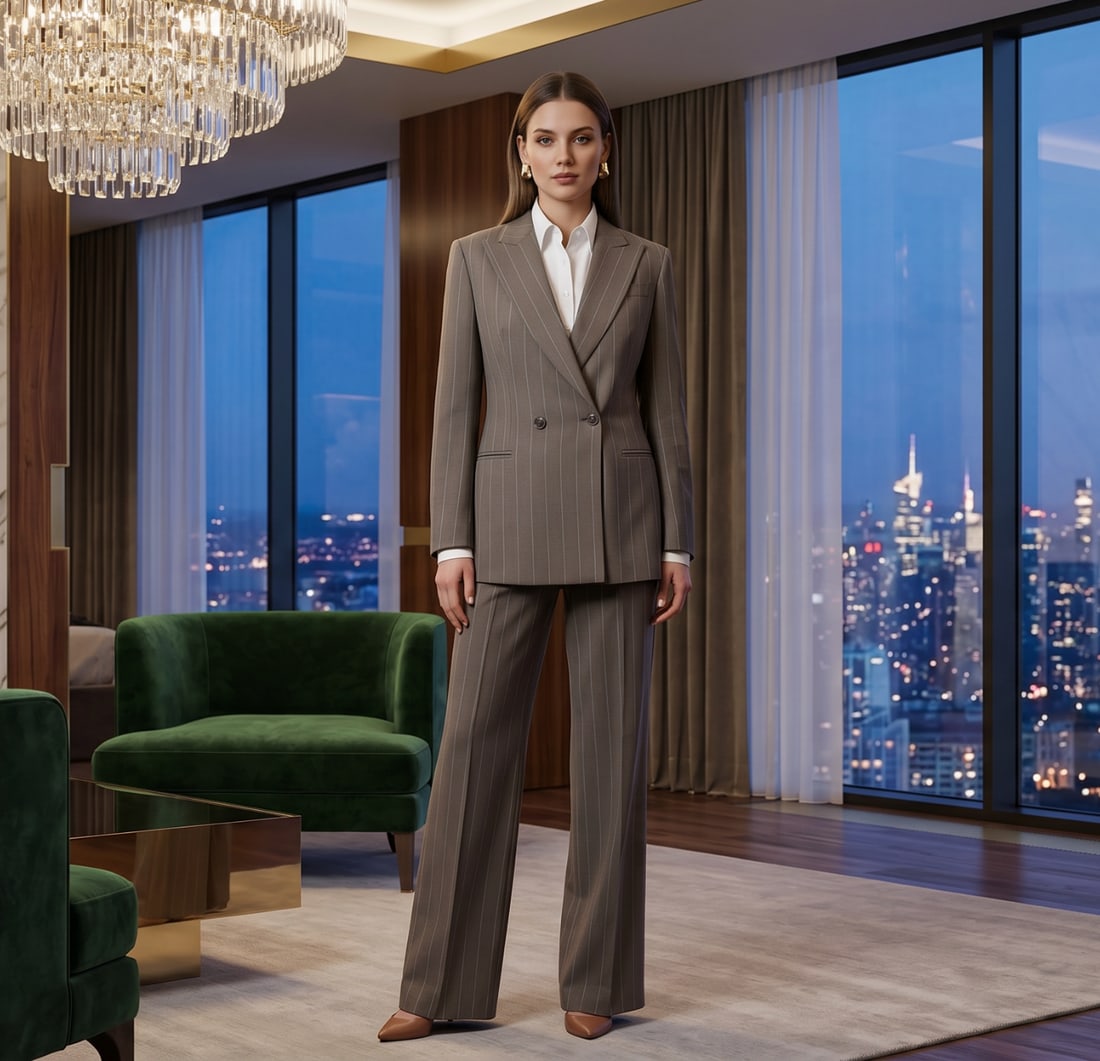 GIORGIO ARMANI CHOCOLATE PINSTRIPE PANTS & JACKET SUIT (1 of 15)