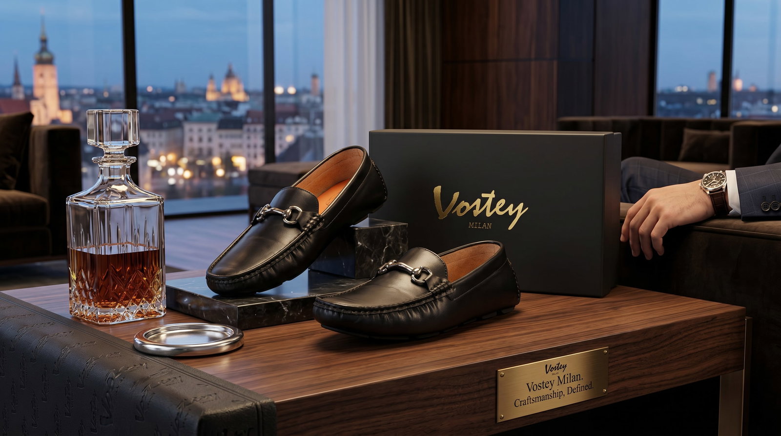 VOSTEY MEN'S ITALIAN BLACK LEATHER DRIVING LOAFERS (1 of 9)