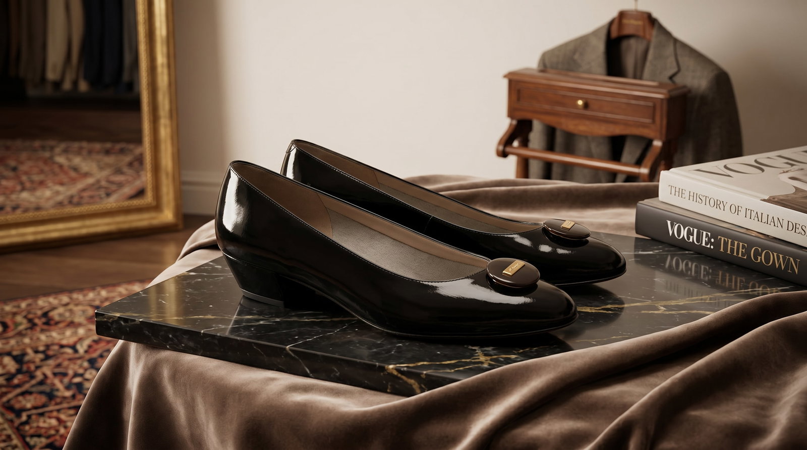 SALVATORE FERRAGAMO BOUTIQUE PATENT LEATHER PUMPS HEELS (1 of 8)