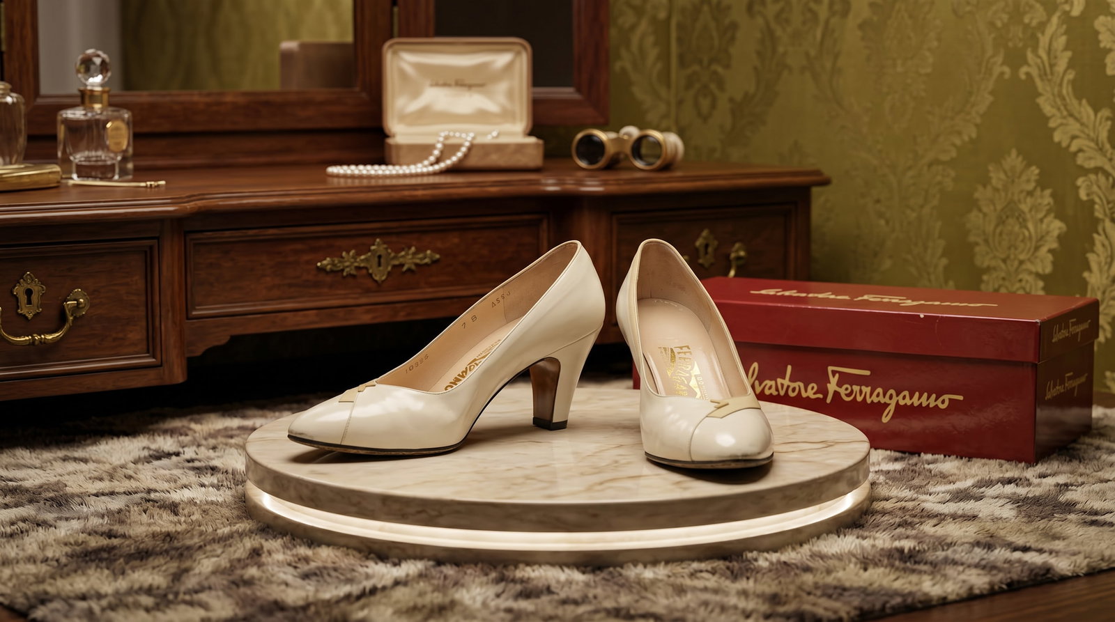 SALVATORE FERRAGAMO BOUTIQUE SOPHISTICATED LEATHER PUMPS HEELS (1 of 8)