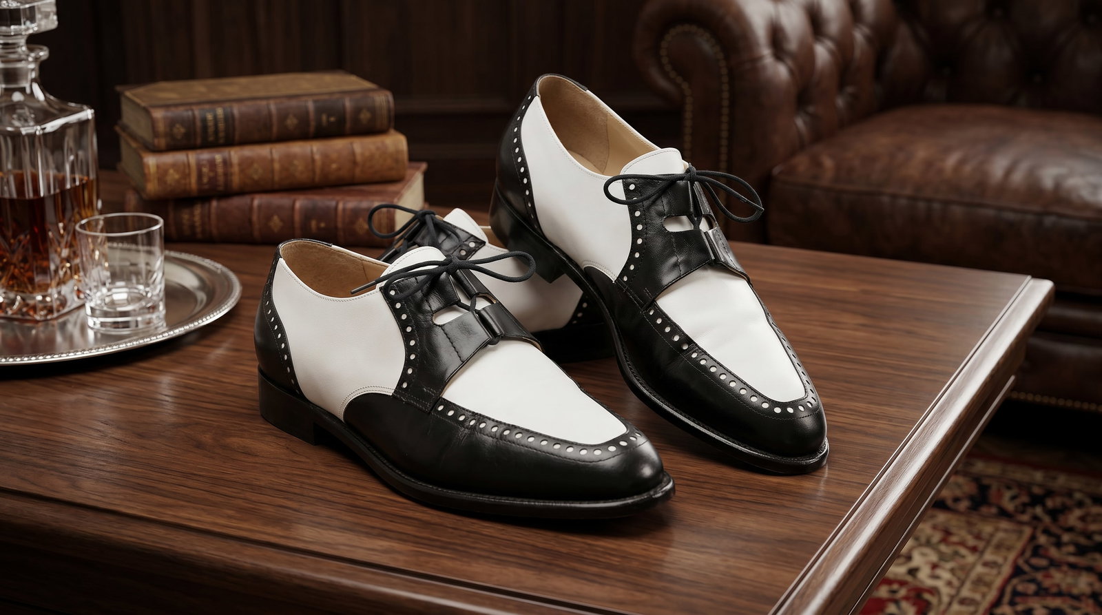 KENNETH COLE BLACK & WHITE LADIES LEATHER OXFORD SHOES (1 of 10)