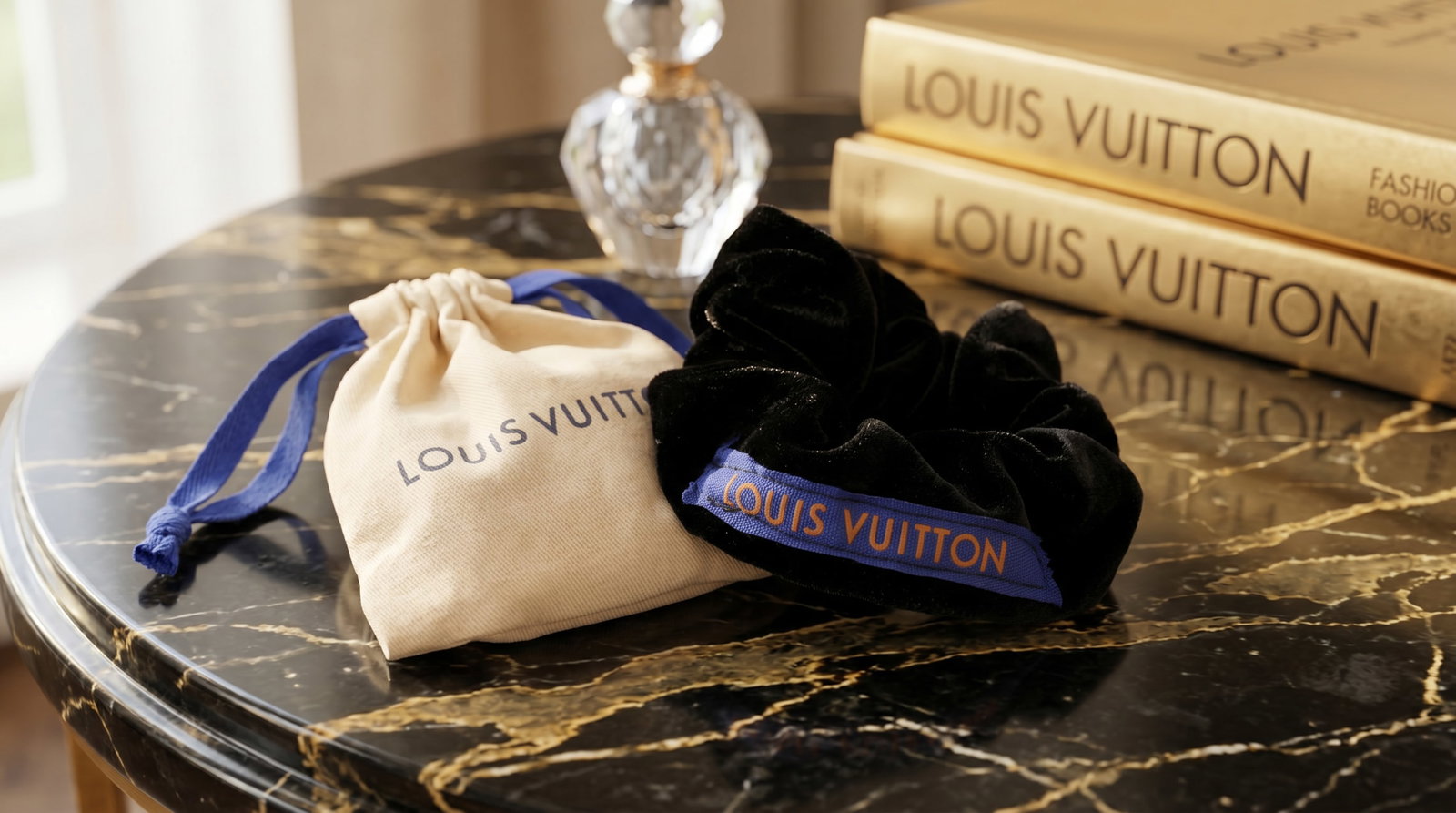 LOUIS VUITTON VELVET CHOUCHOU HAIR SCRUNCHIE BAND (1 of 6)