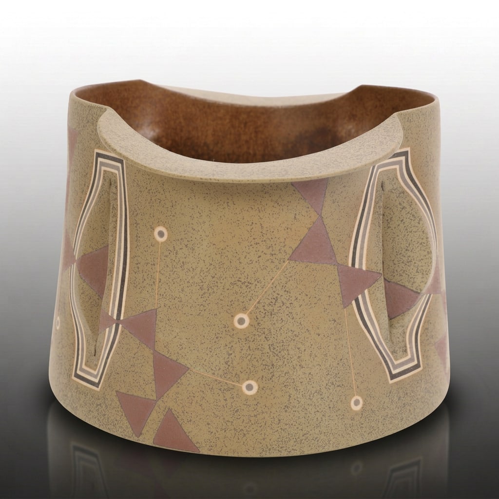 JOSE SIERRA ART POTTERY SCULPTURE CONTEMPORARY STUDIO VASE: José Sierra (Venezuelan/American, b. 1975) Contemporary Altered Ceramic Sculptural Vessel Description: An exceptional and visually striking example of contemporary studio art pottery by widely acclai