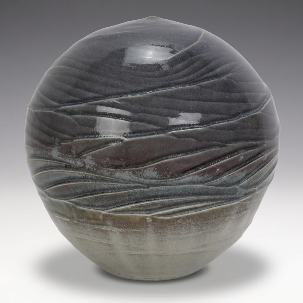 NICHOLAS BERNARD MOODY CHARCOAL GLOSS-GLAZED "RAIN" ART POTTERY VESSEL (1 of 7)