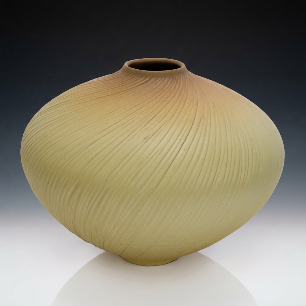 NATALIE BLAKE PALE YELLOW "SWIRL" PORCELAIN ART POTTERY VESSEL (1 of 8)