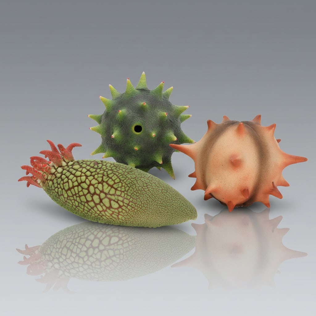 WILLIAM KIDD TRIO OF BIOMORPHIC SEED POD & BOTANICAL POP ART POTTERY SCULPTURES (1 of 10)