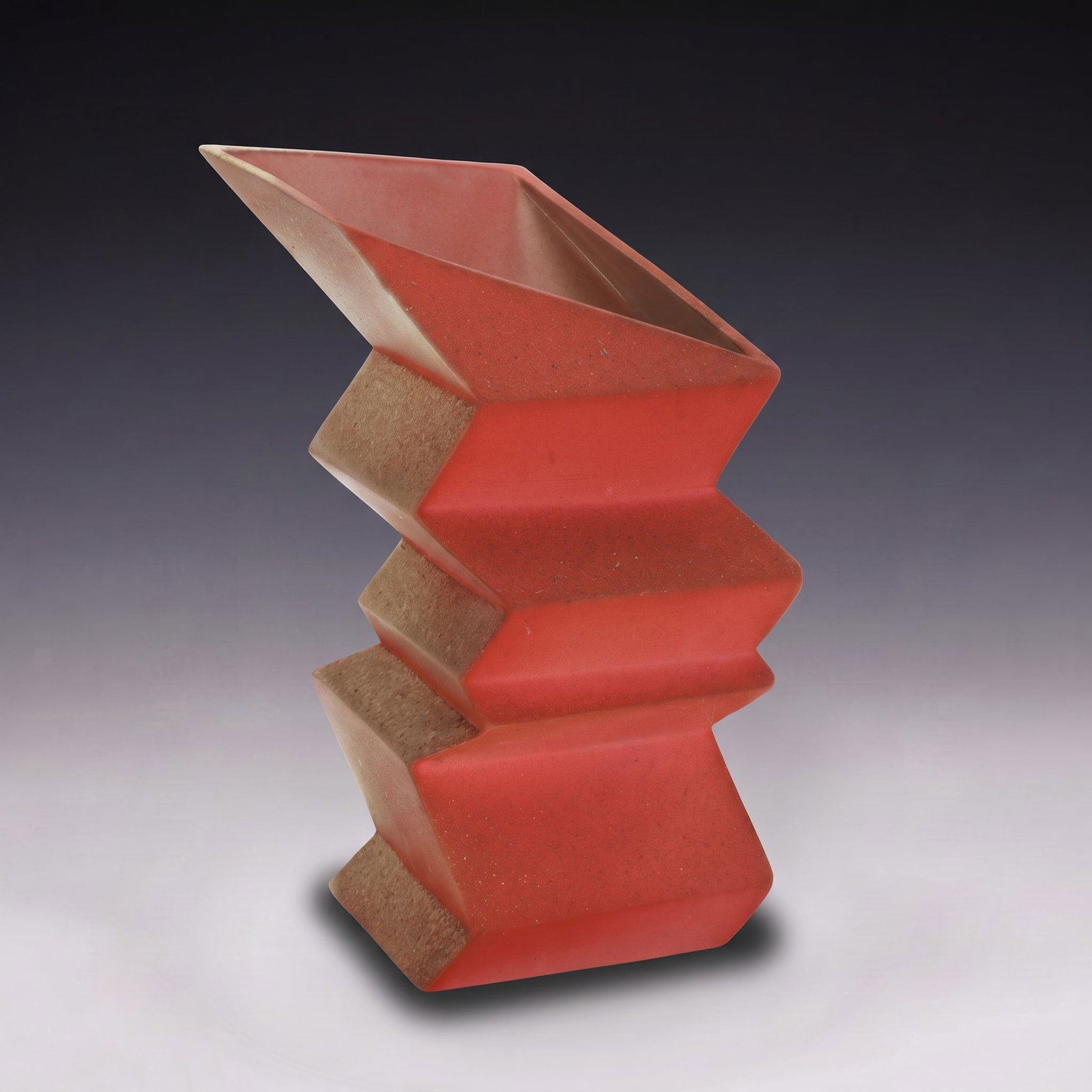 BOWIE CROISANT GEOMETRIC ARCHITECTURAL ART POTTERY SCULPTURAL VASE: Bowie Croisant Contemporary Geometric Assembled Stoneware Vase This striking contemporary studio pottery vessel is a masterfully engineered geometric stoneware creation by the acclaimed American ceram