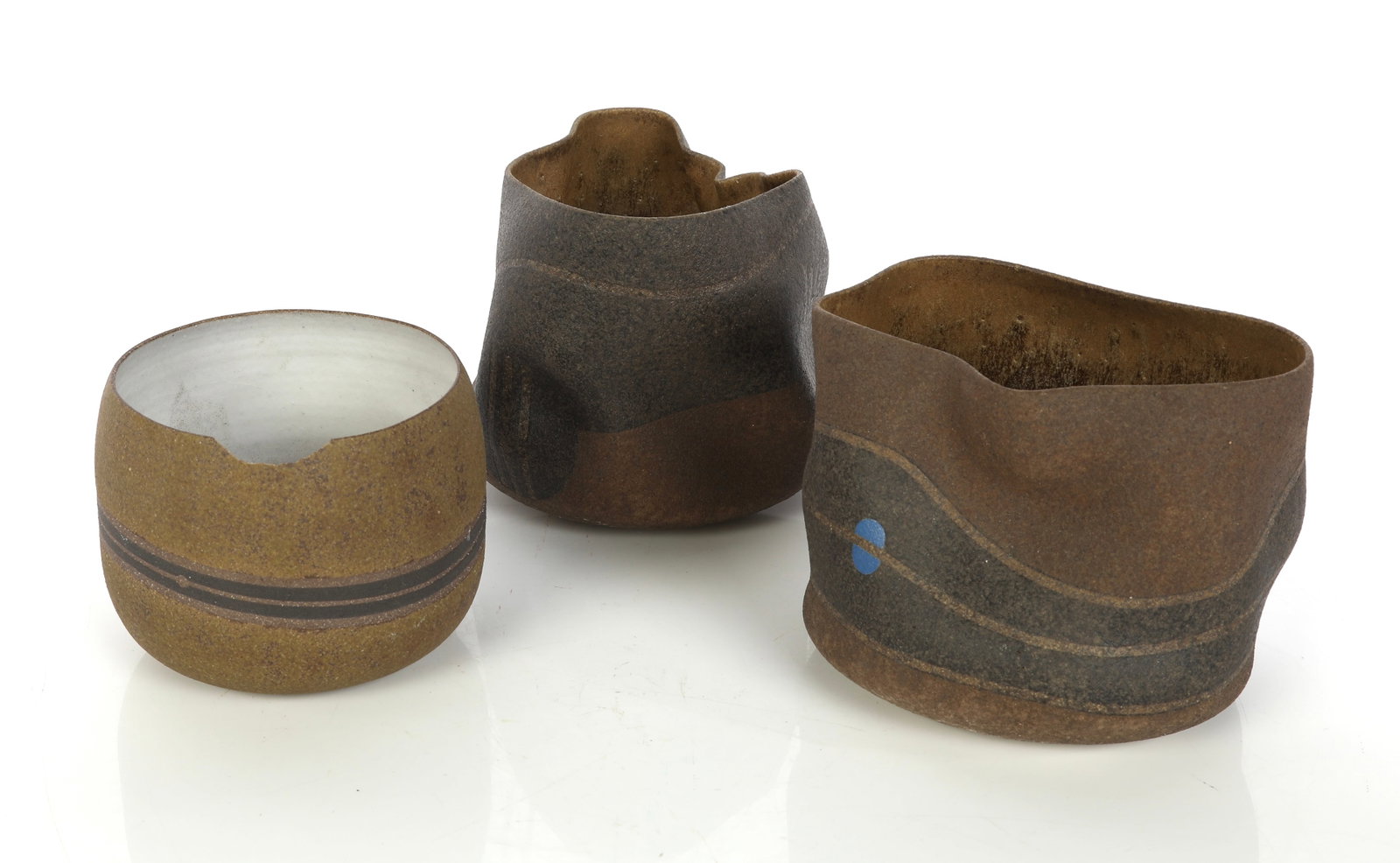 JOSE SIERRA TRIO OF ALTERED GEOMETRIC STUDIO ART POTTERY VESSELS (1 of 10)