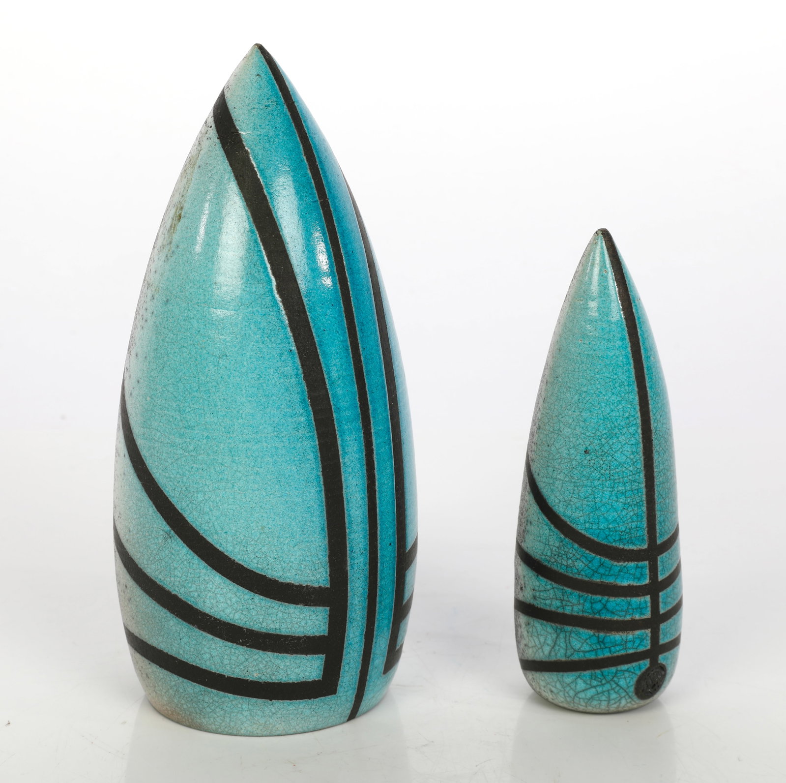JOHN MELKONIAN POSTMODERN RAKU STUDIO ART CERAMIC SCULPTURES: John Melkonian Mid-Century Postmodern Style Raku Studio Ceramic Vessels - Two Piece Lot This online auction lot features an exceptional pairing of contemporary studio pottery vessels crafted by the ce