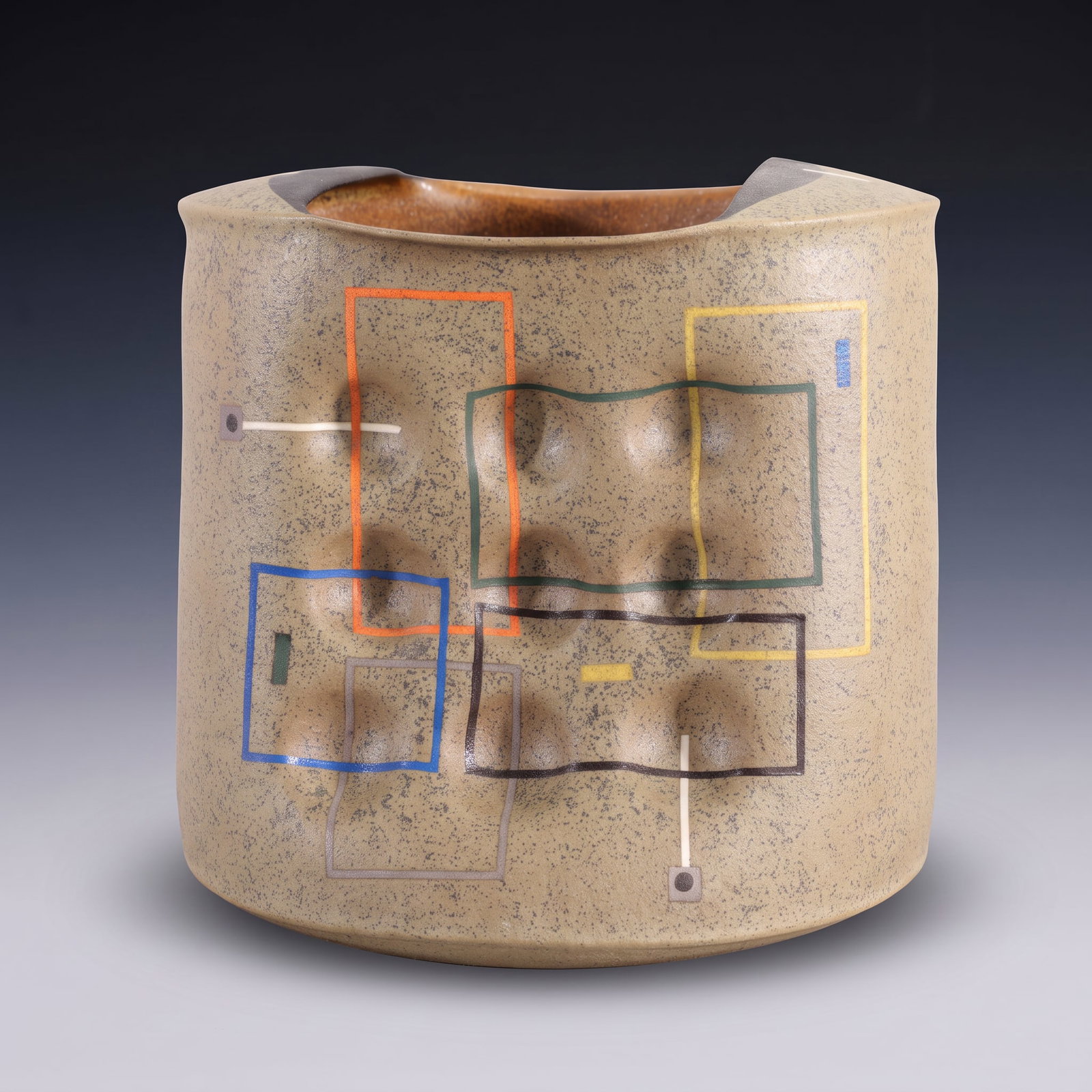 JOSE SIERRA GEOMETRIC QUILTED STUDIO ART POTTERY VESSEL (1 of 5)