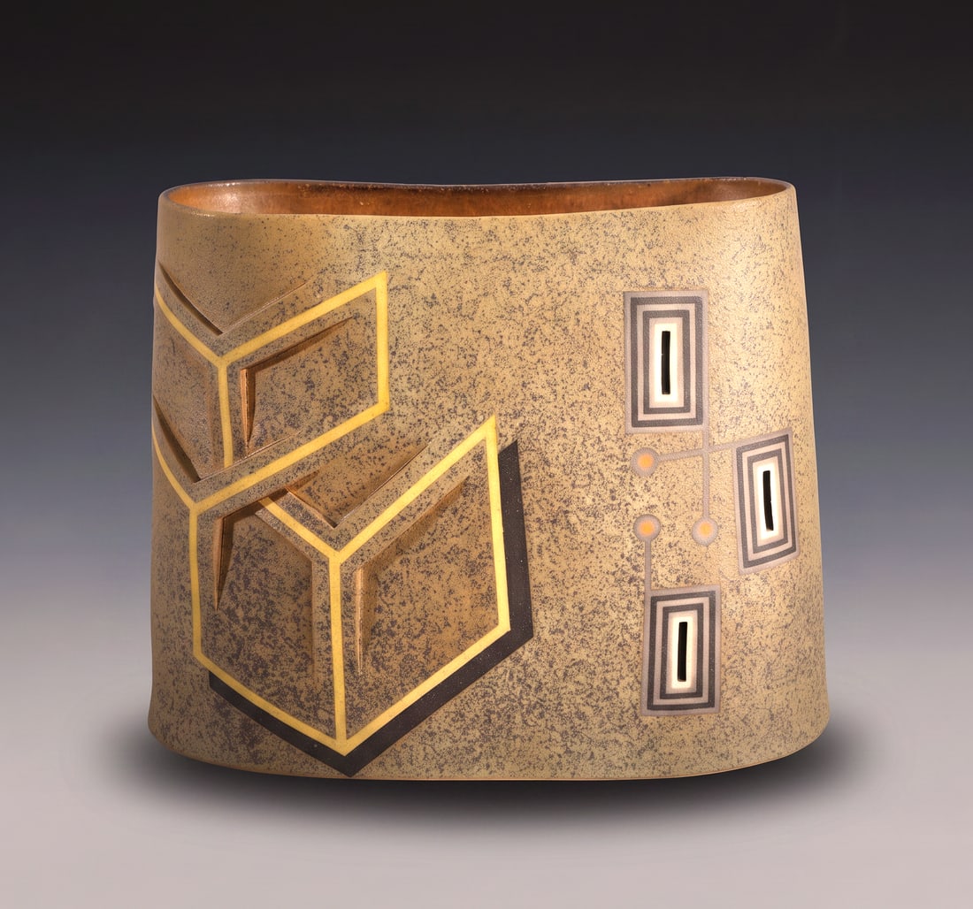 JOSE SIERRA GEOMETRIC CONTEMPORARY PILLOW ART POTTERY VESSEL (1 of 6)