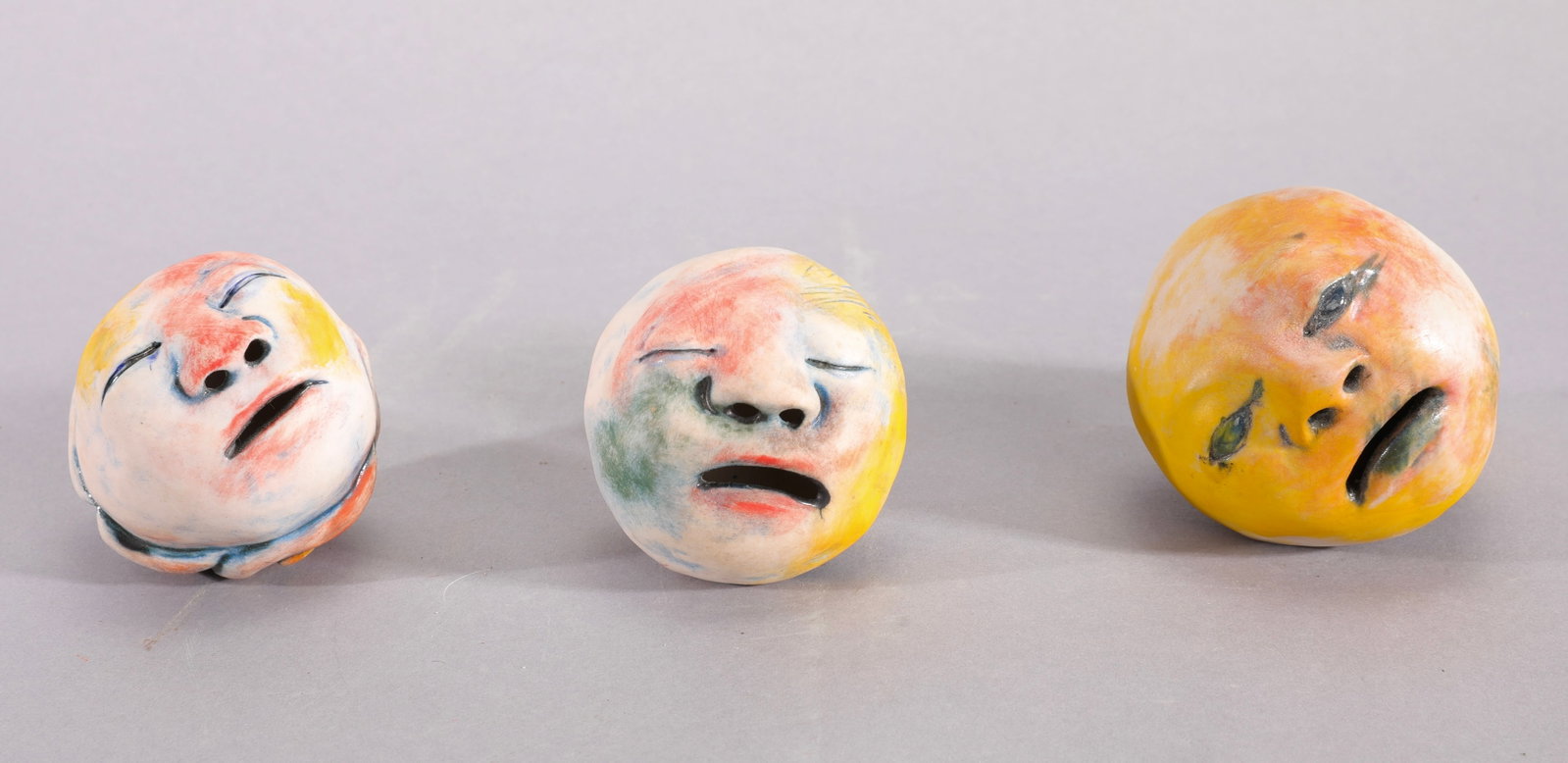TRIO OF BIRD HEAD & FACE CONTEMPORARY ART POTTERY SCULPTURES (1 of 8)