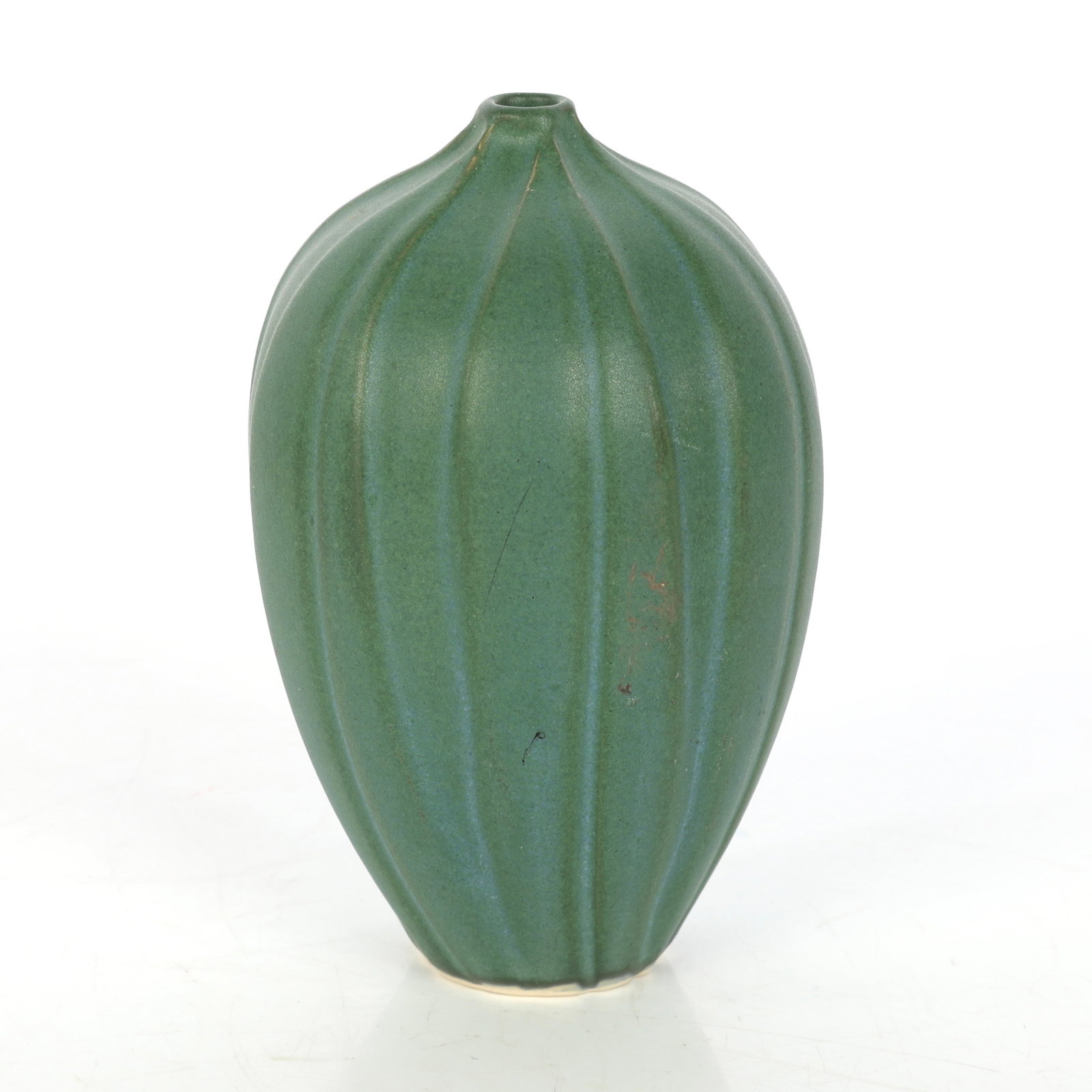 SIGNED MID-CENTURY STYLE RIBBED STUDIO ART POTTERY VASE (1 of 7)