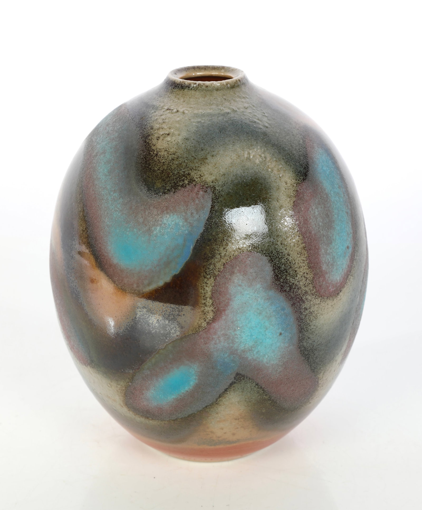 NICHOLAS BERNARD STUDIO ART POTTERY OVOID VESSEL: Signed Nicholas Bernard Studio Art Pottery Ovoid Oof Vase An exceptional, authentic piece of contemporary studio art pottery hand-thrown by the highly regarded American ceramic artist, Nicholas Bernar