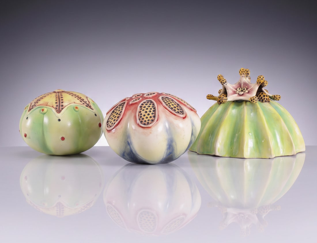 BETH GARCIA TRIO OF BOTANICAL-MARINE ART POTTERY SCULPTURES (1 of 11)