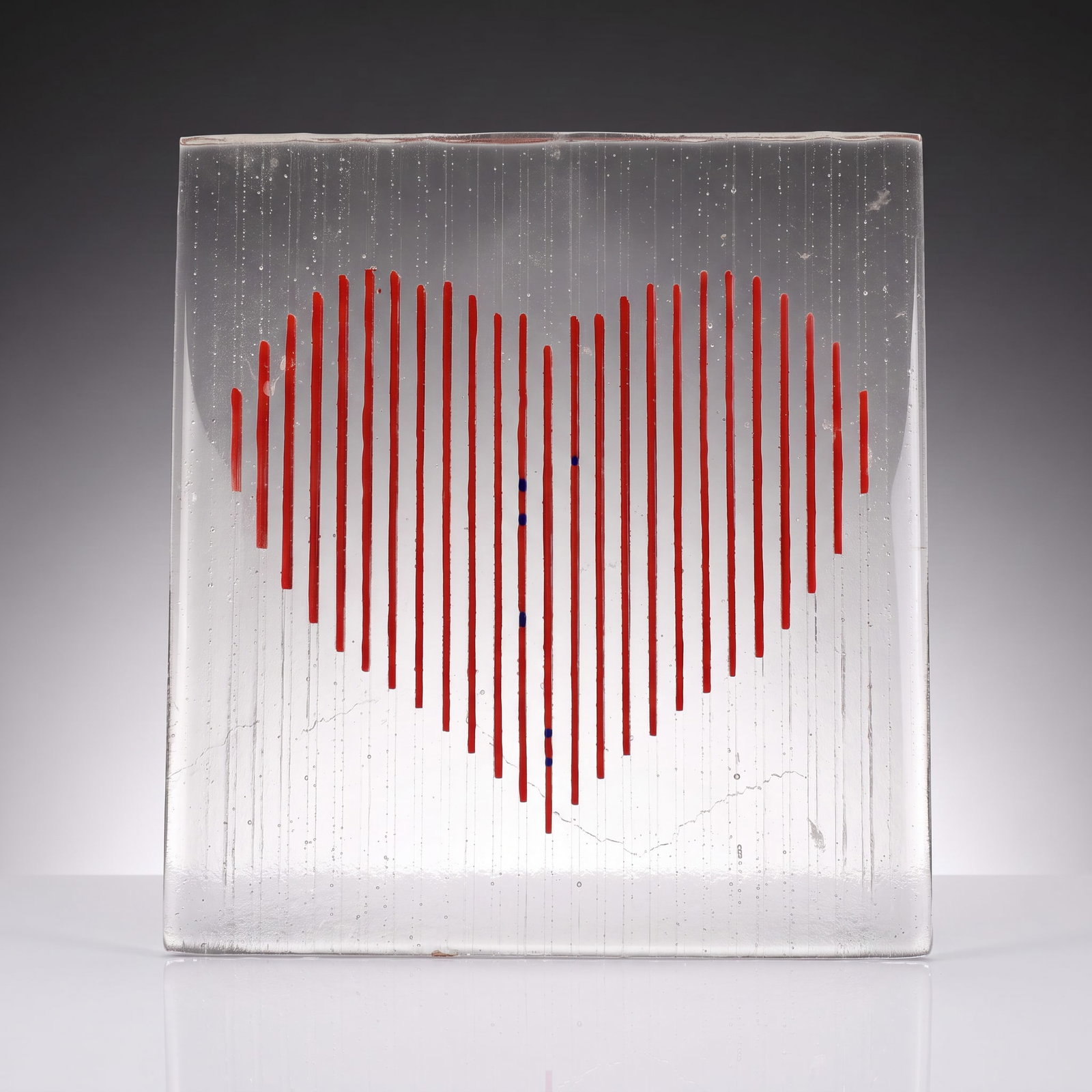 ERNEST PORCELLI STUDIO FUSED ART GLASS GEOMETRIC "HEART" SCULPTURE (1 of 7)