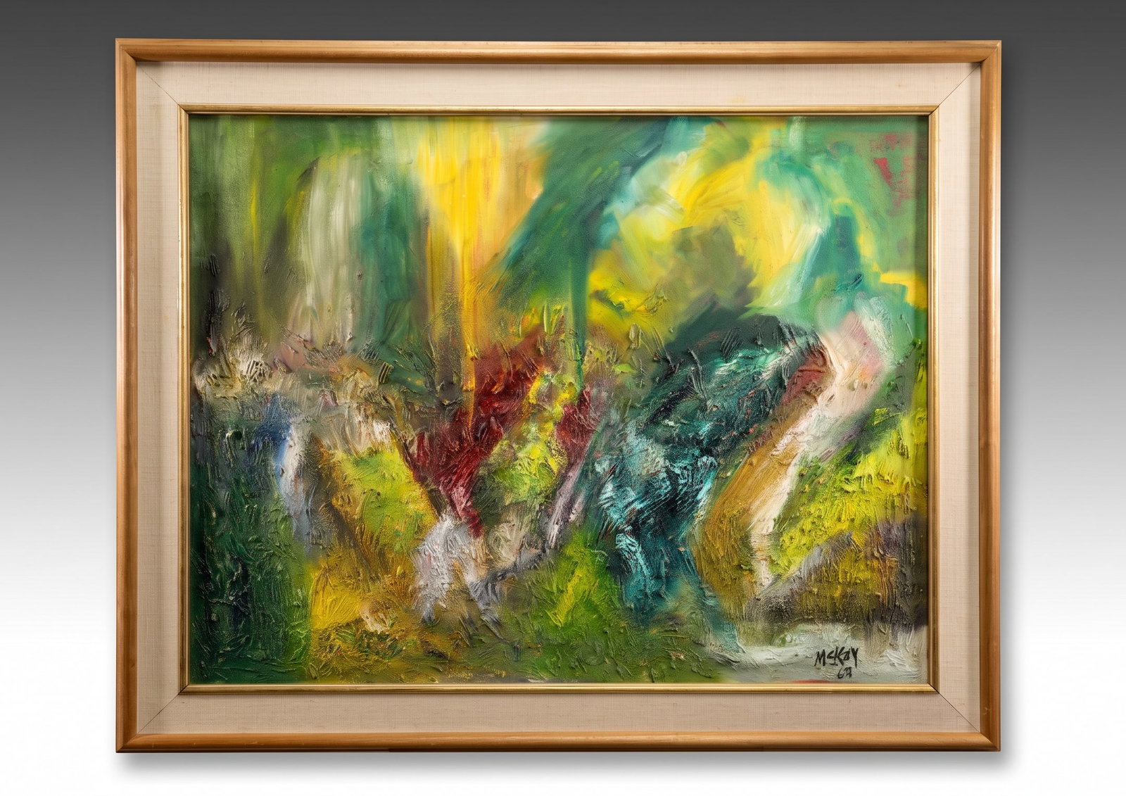 McKAY LARGE MID-CENTURY MODERN ABSTRACT OIL PAINTING "TIERRA NUEVO NO. 7" (1 of 8)