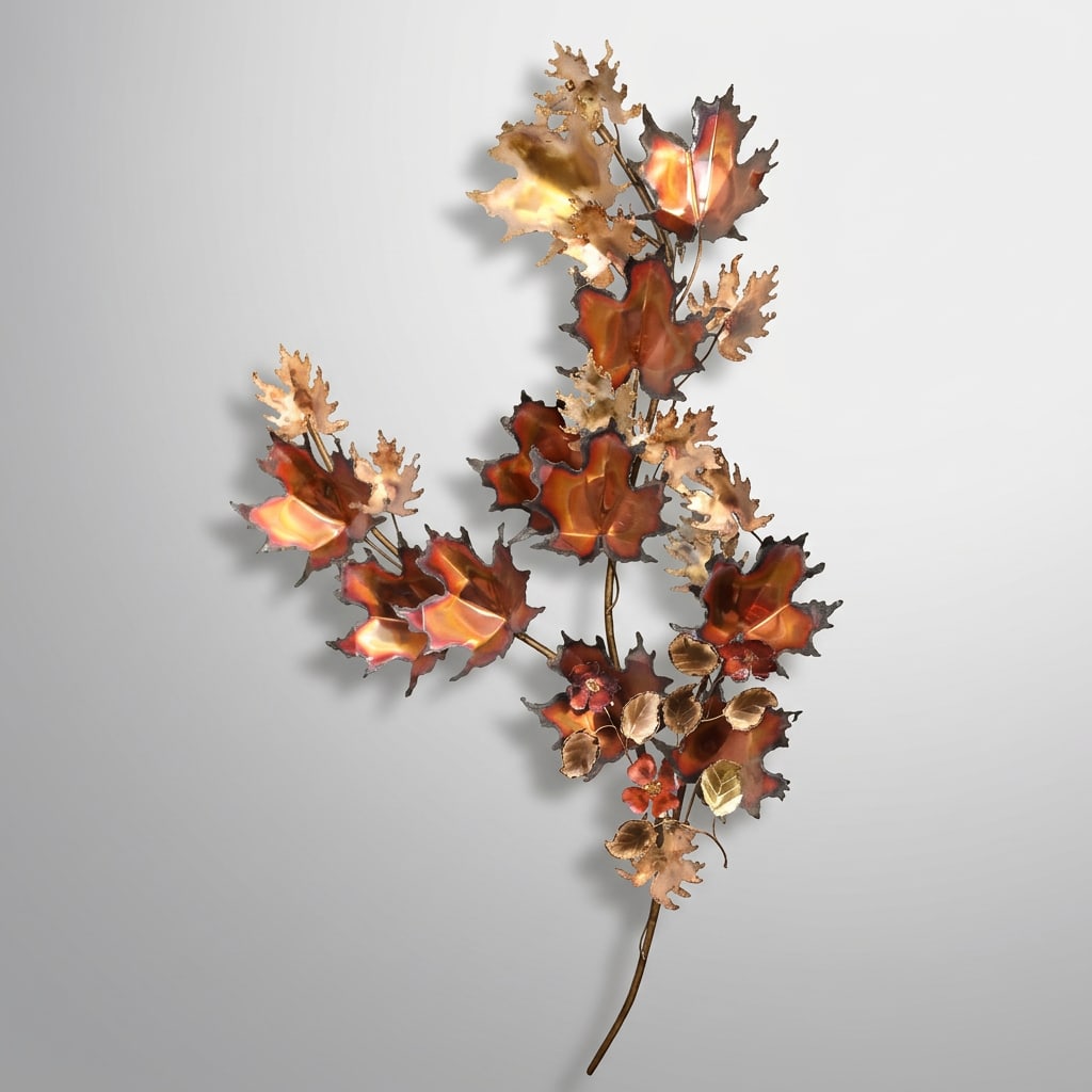 MID-CENTURY MODERN BRUTALIST TORCH-CUT LEAF FORM WALL SCULPTURE (1 of 6)